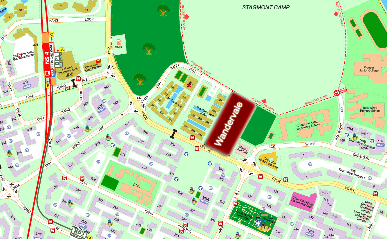 Wandervale Location Map near Choa Chu Kang MRT Station